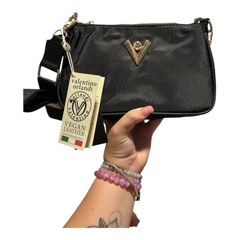 Valentino Orlandi Black Crossbody Bag with Gold Accent
